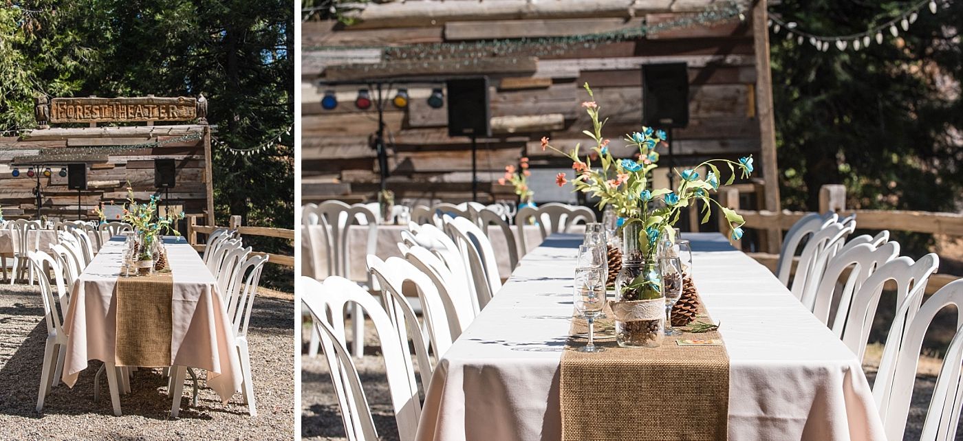 shaver lake village hotel California destination wedding reception tables