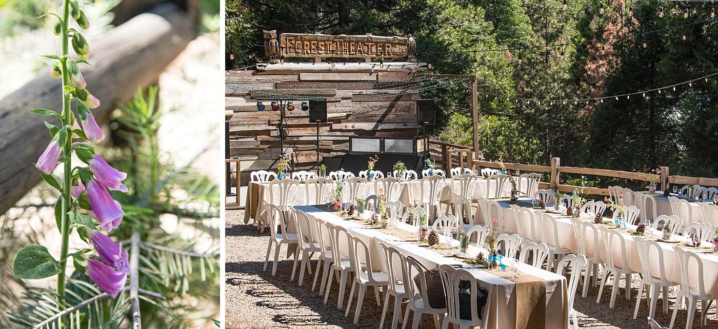 shaver lake village hotel California destination wedding reception tables