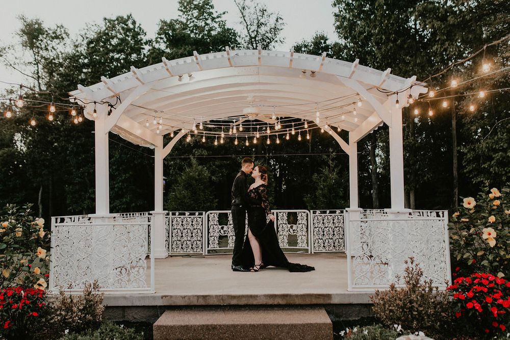 Black Wedding Dress, Bride & Groom, Dark & Moody Wedding