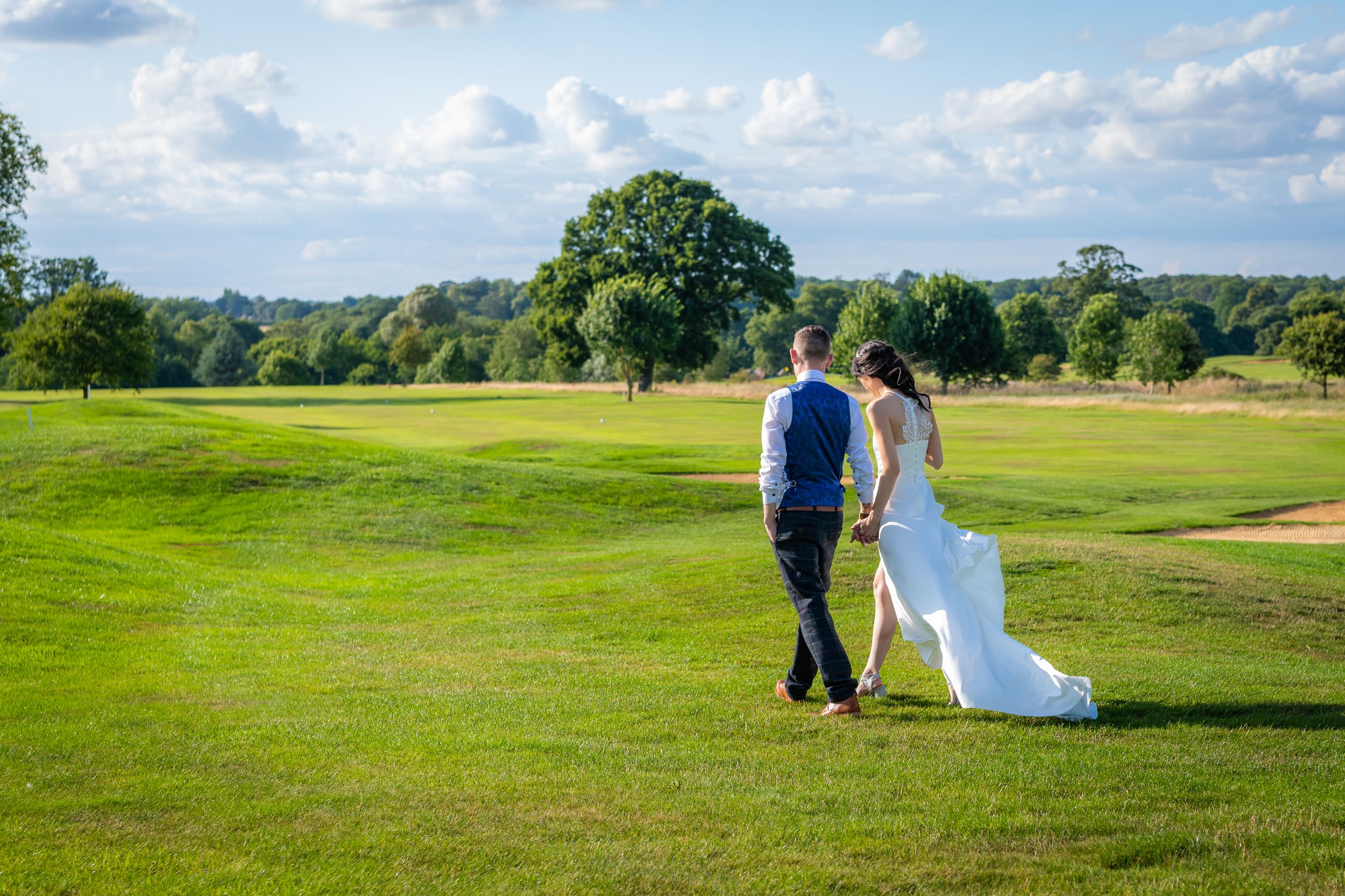 Bride and groom outside