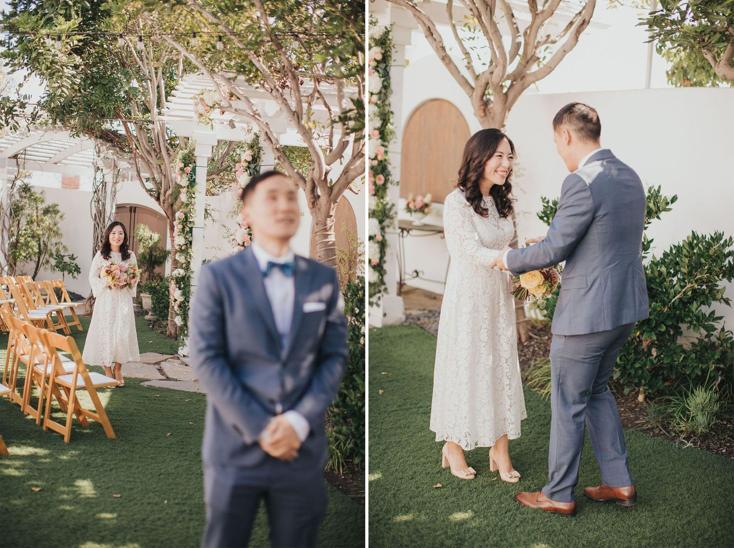 bride & groom first look at verandas manhattan beach