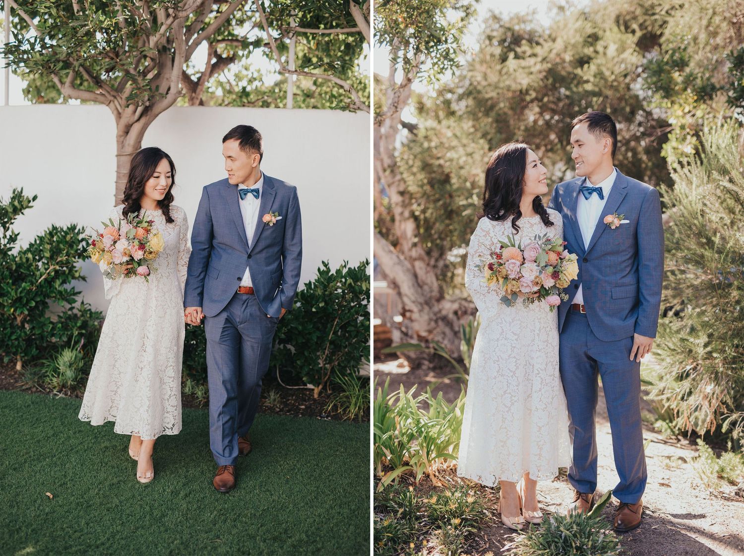 bride & groom in garden at verandas manhattan beach