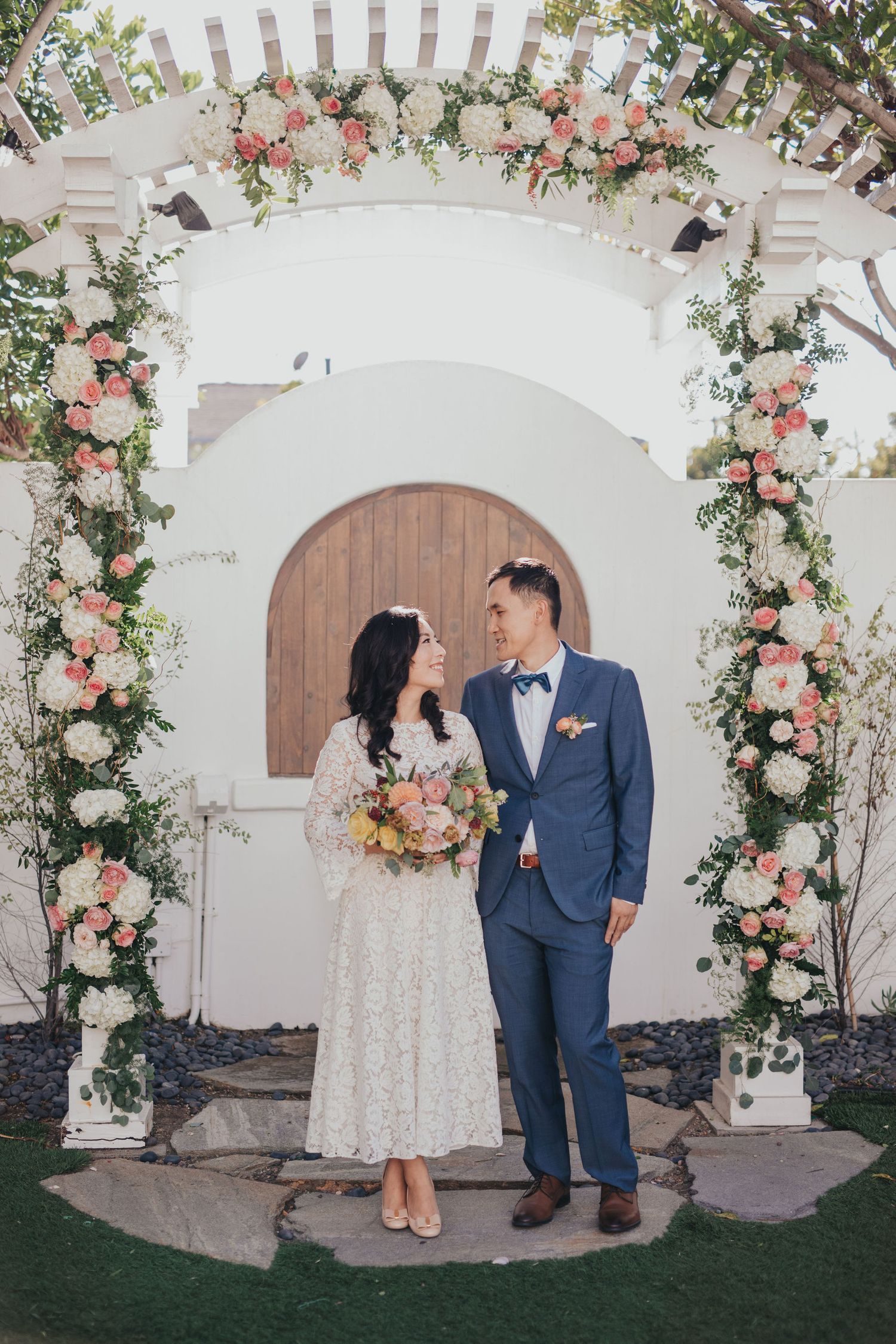 bride & groom looking at each other at verandas manhattan beach
