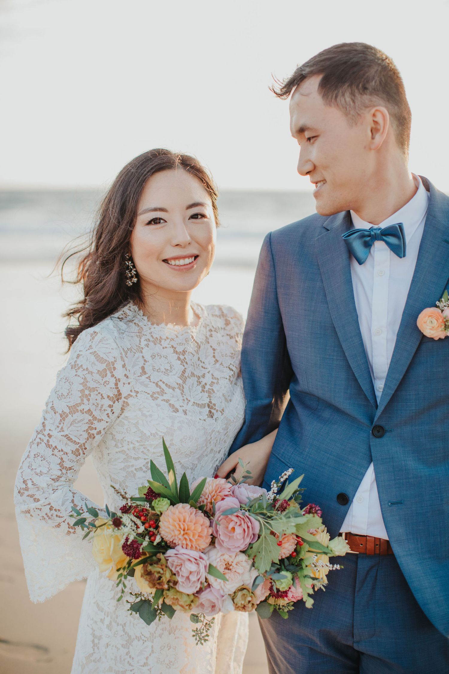 bride on beach at verandas manhattan beach
