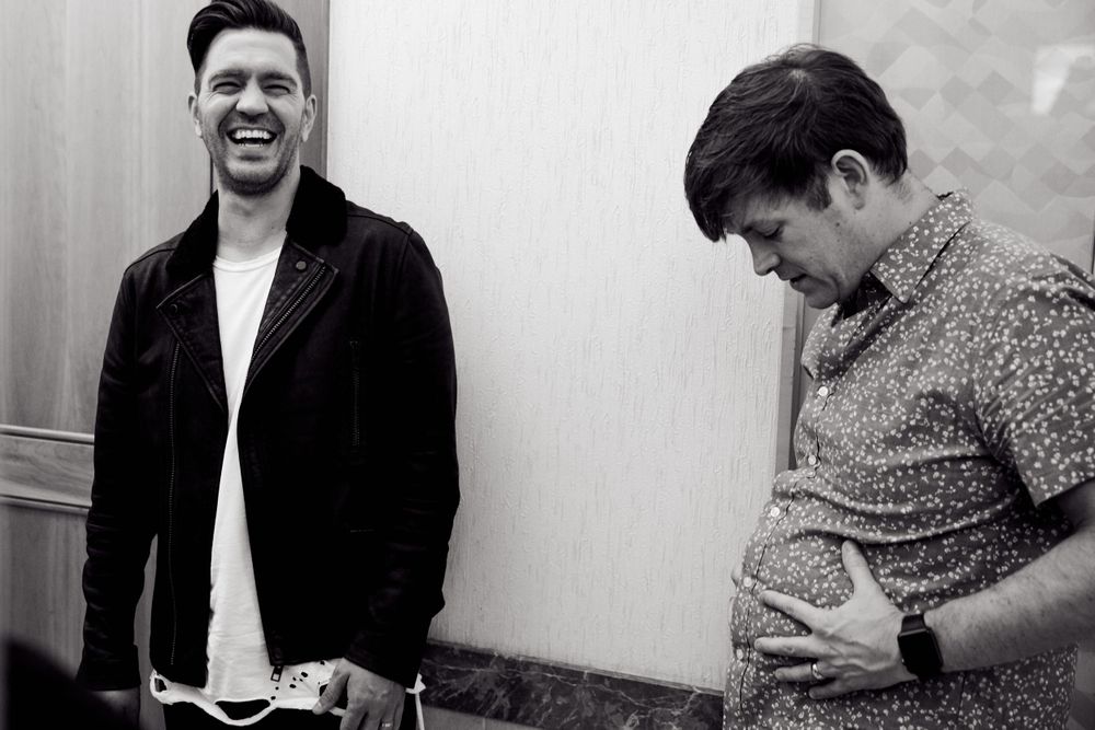 A candid moment with Andy Grammer and Dave Barnes in Nashville, TN. Photo by Joel Alexander