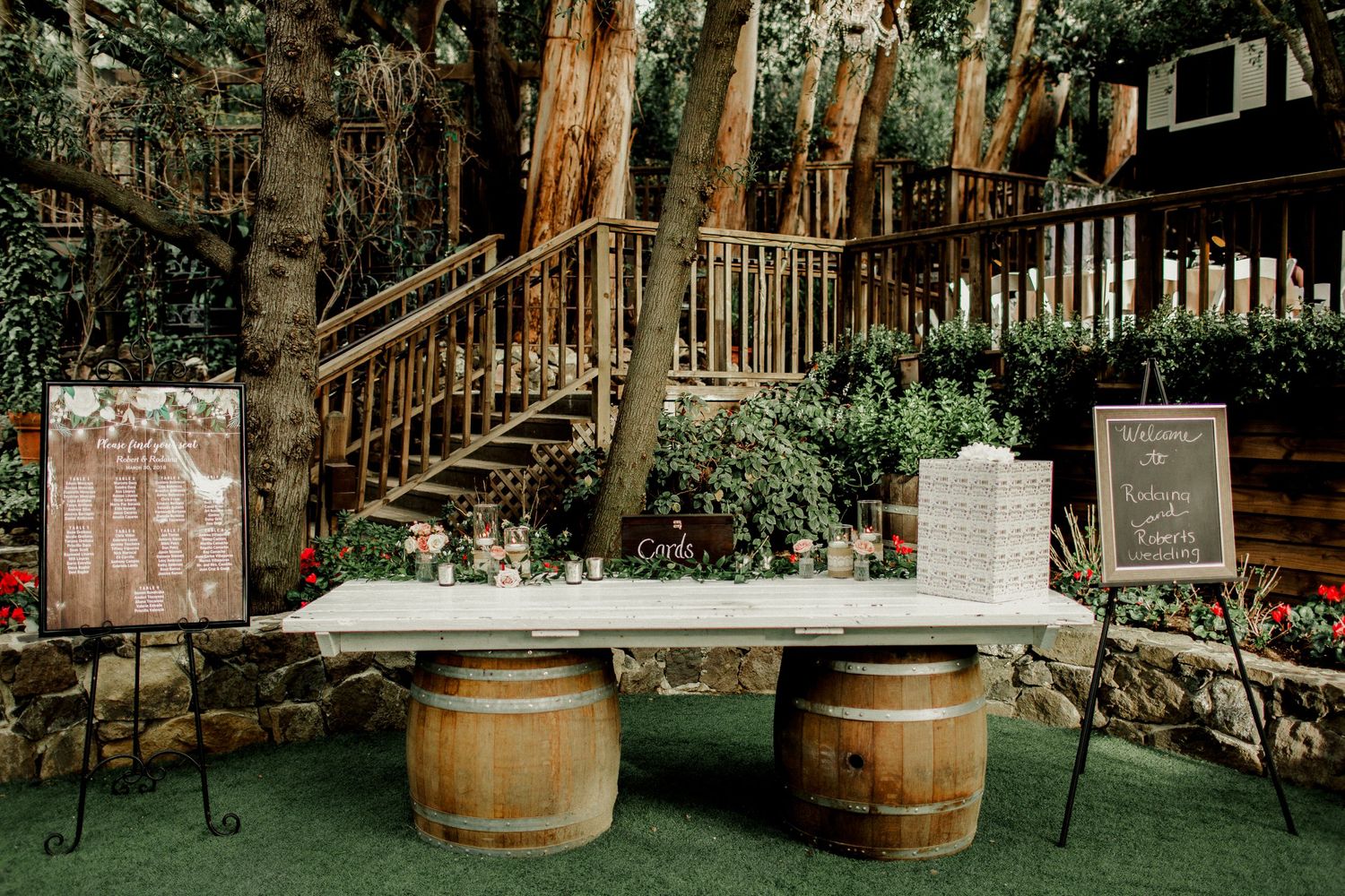 welcome table setup design at calamigos ranch malibu