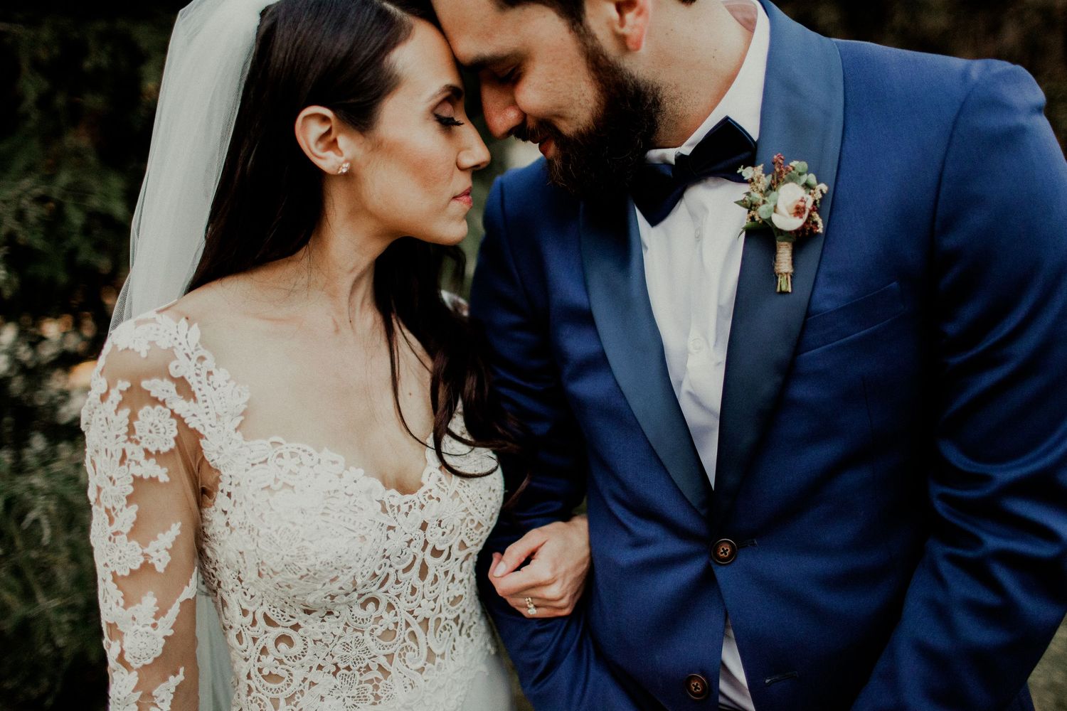intimate picture of bride and groom at calamigos ranch malibu