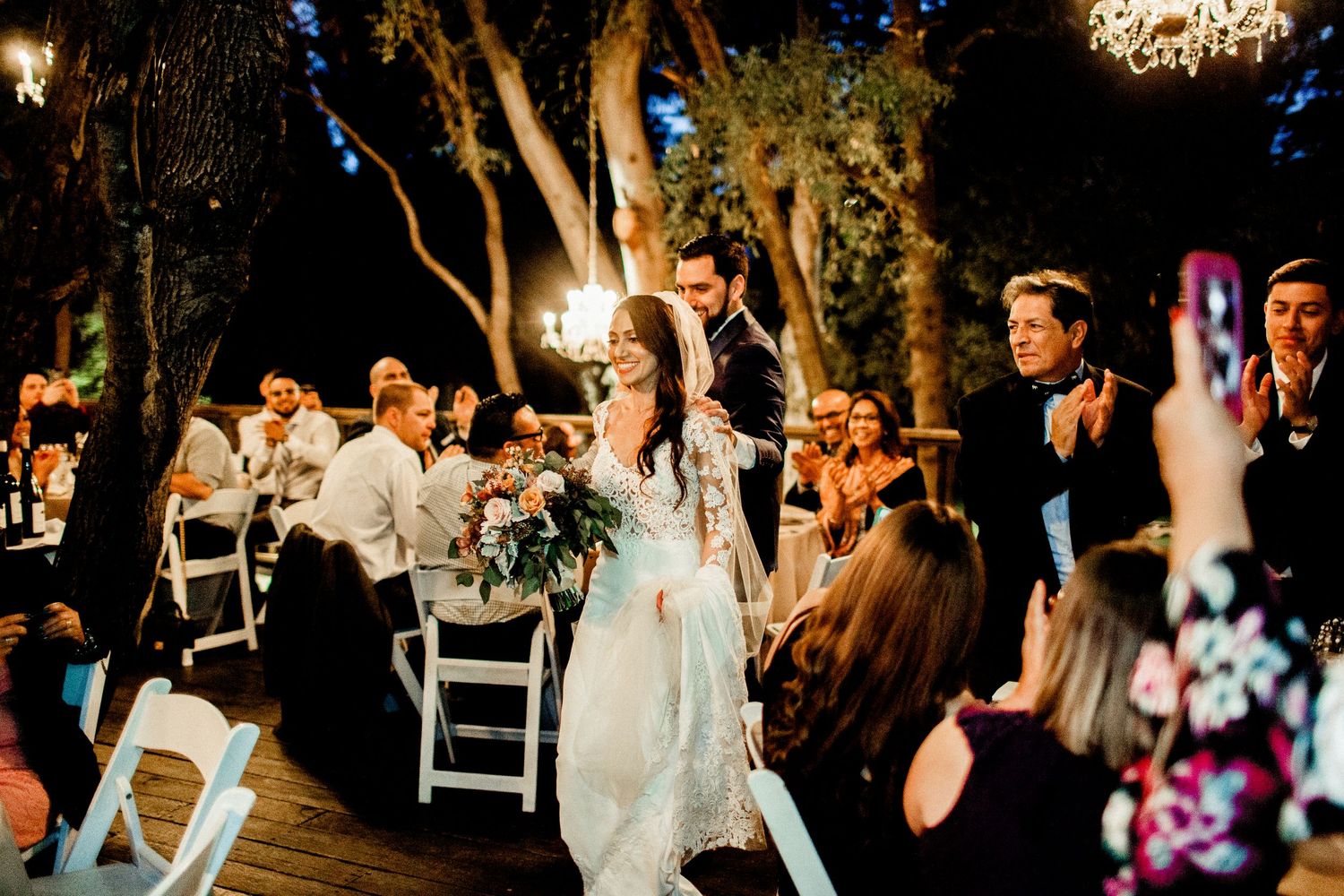 bride and groom grand entrance at birchwood room