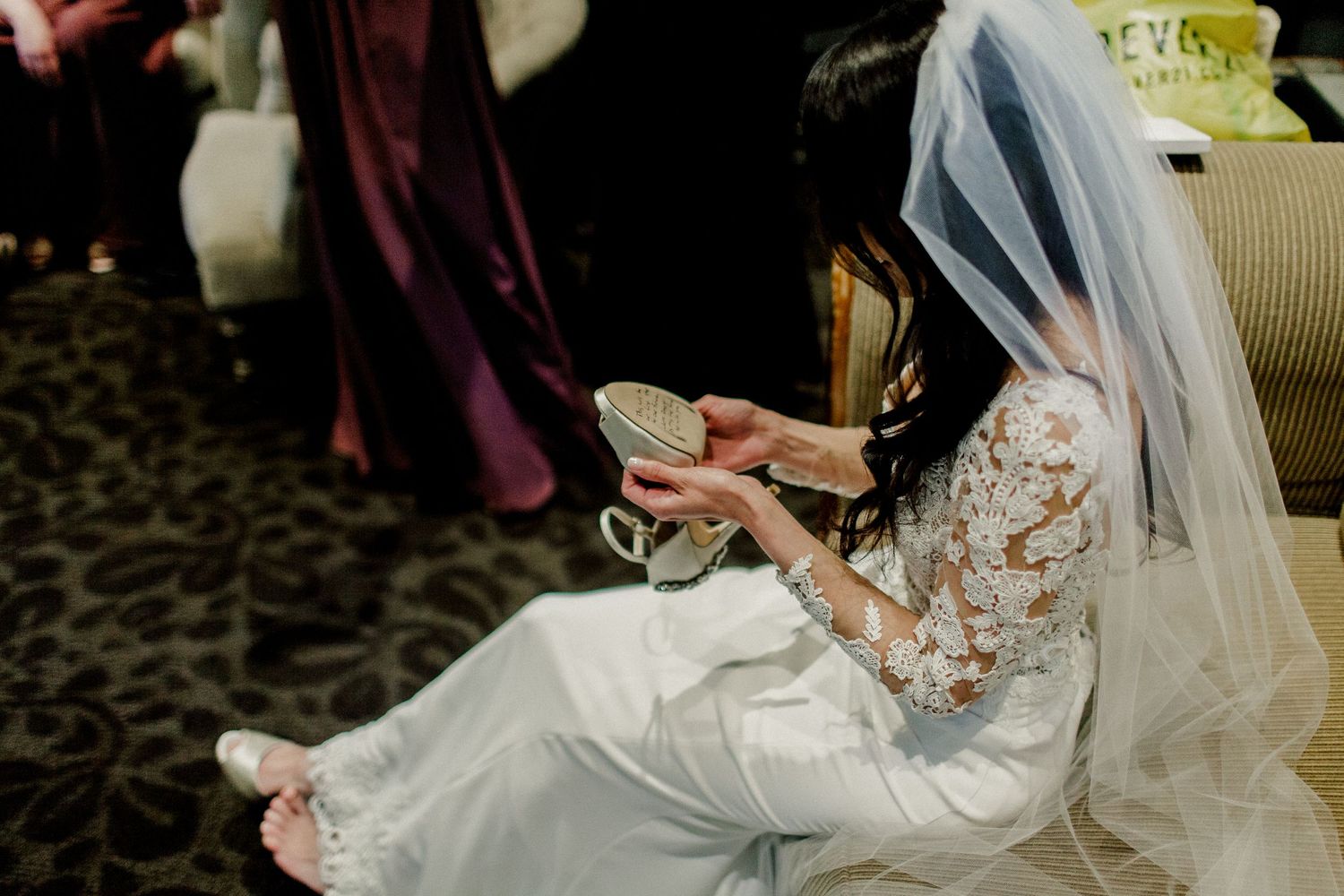 bride reading message from groom