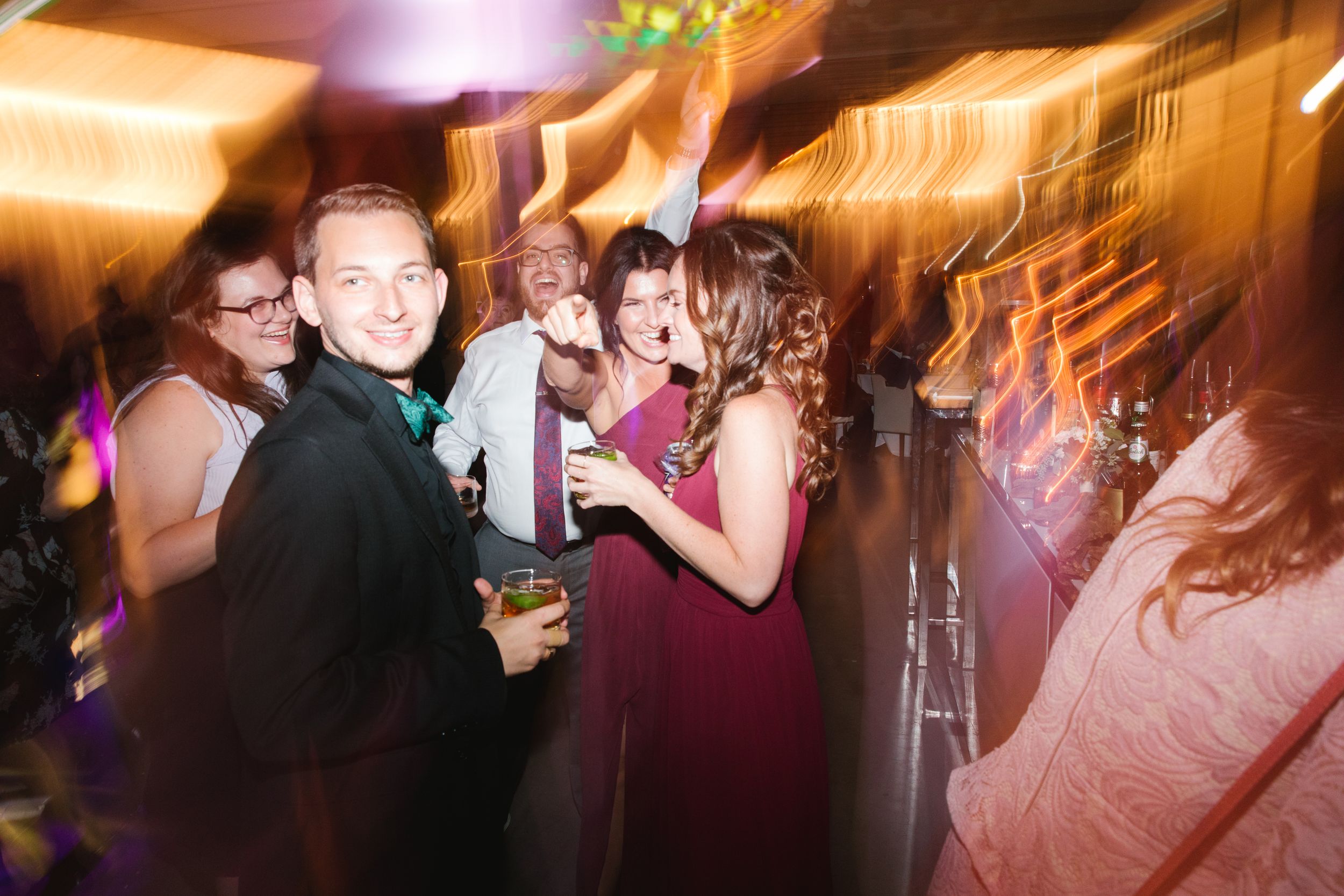 wedding guests dancing during reception