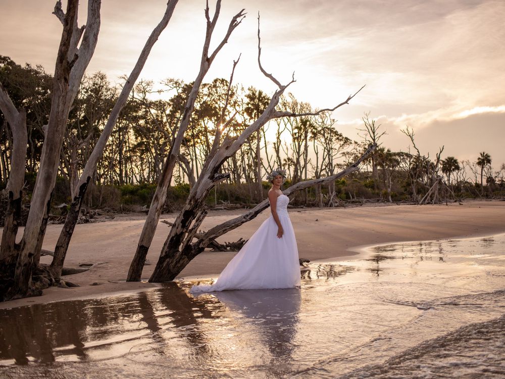 big talbot island boneyard beach bride styled shoot sunset