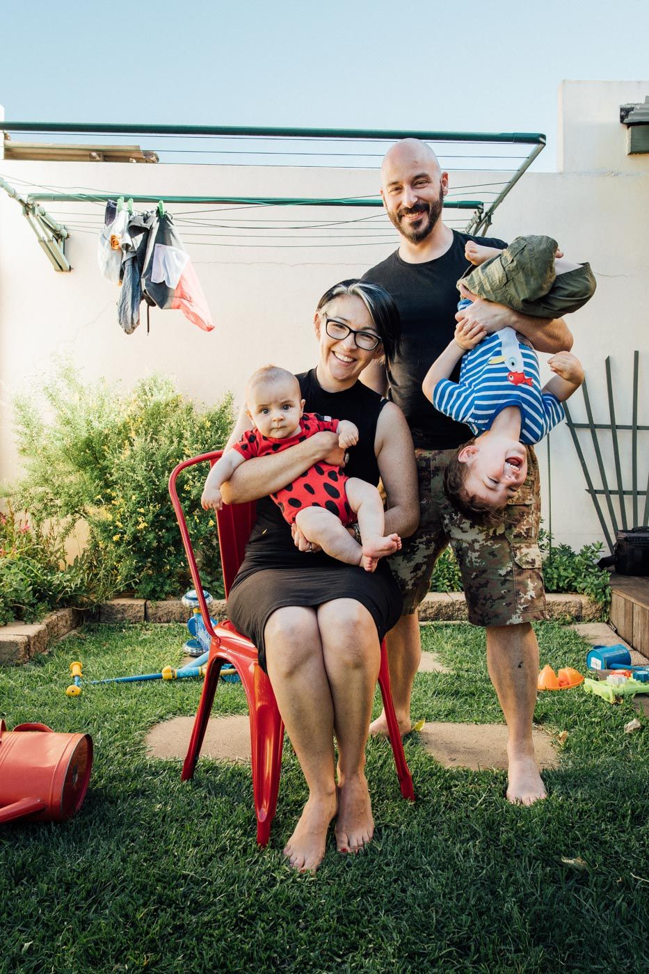 Family at home with kids