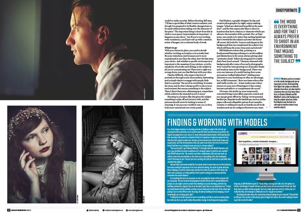 Portraits of models by Paul Baybut Photography inside a published professional photography magazine