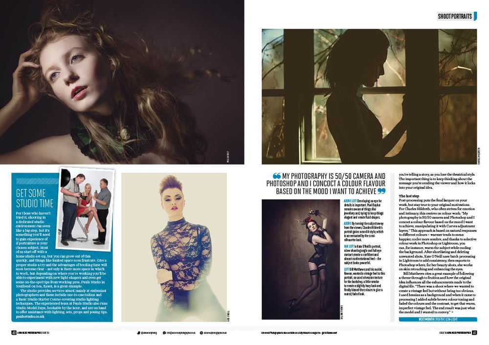 Artistic portraits of beautiful female models in the pages of a professional photography magazine by Paul Baybut