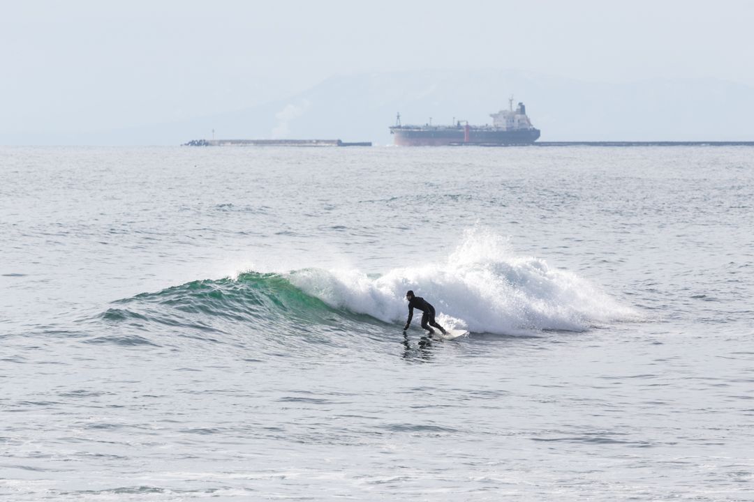 Japanese surfing in Hokkaido Japan winter