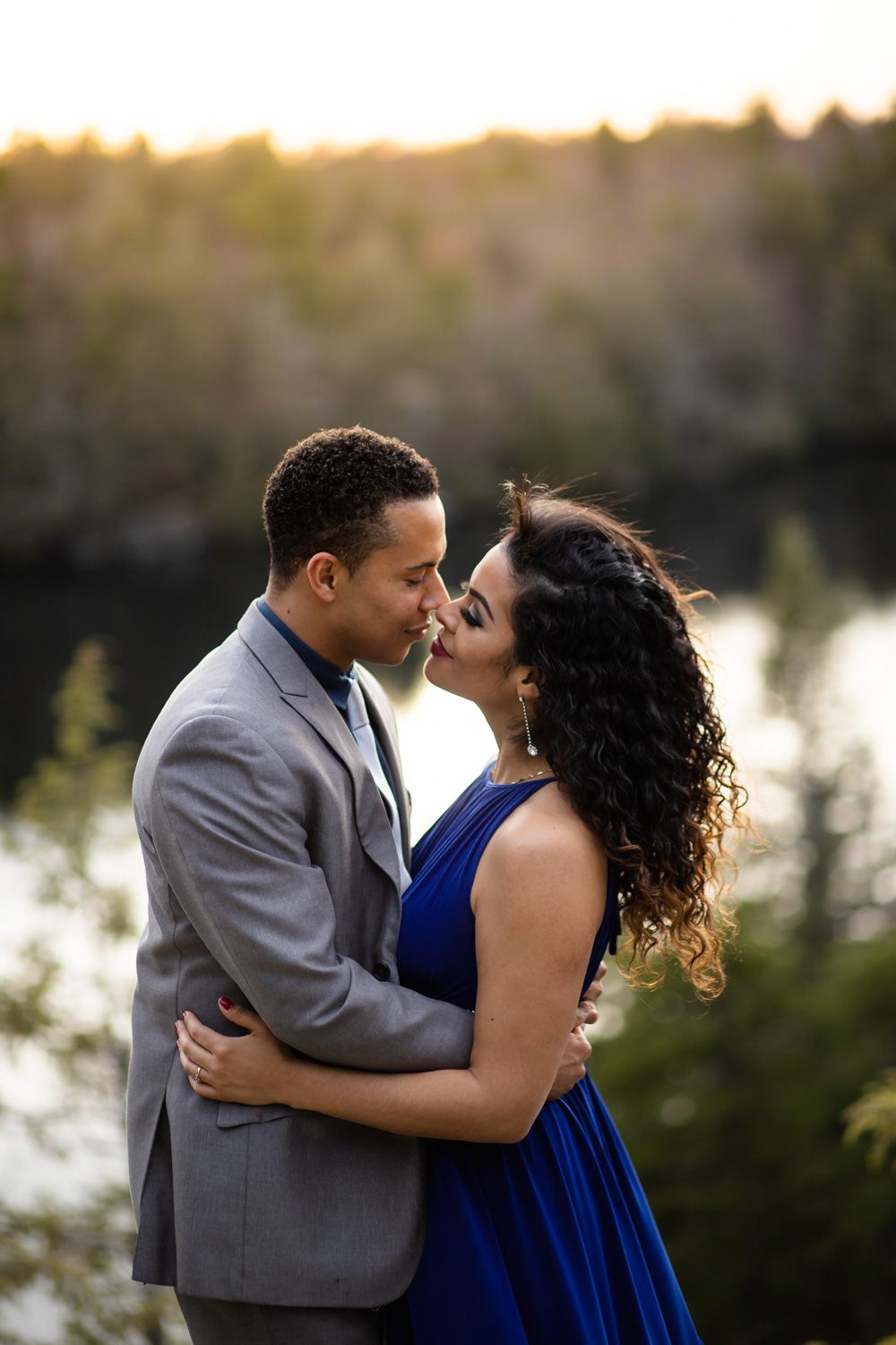 Engaged couple on a cliff at Minnewaska State Park
