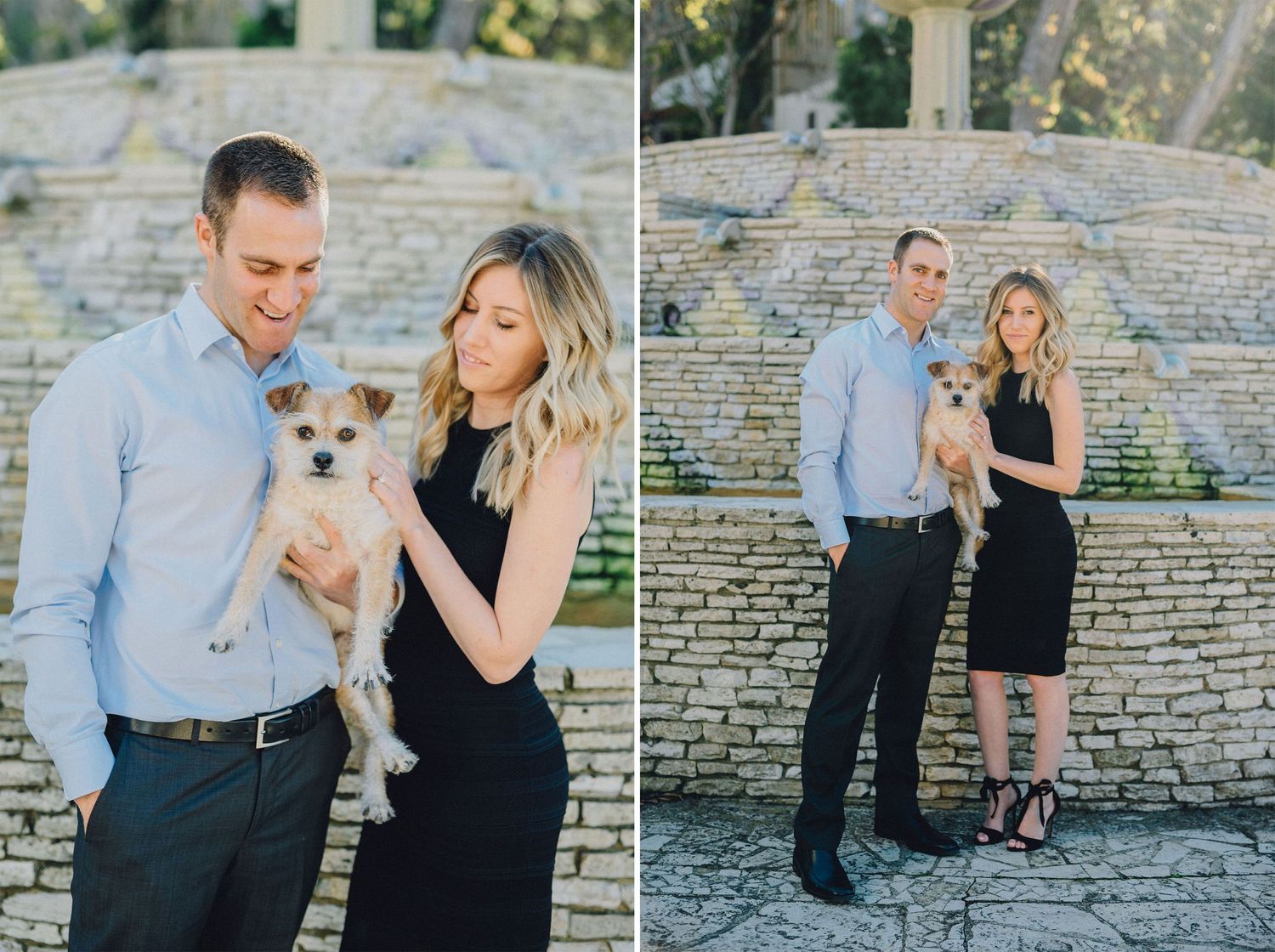 engaged couple wiht their dog