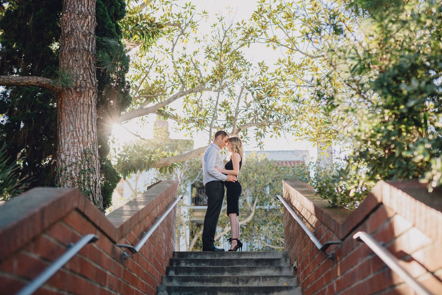 staircase engagement photo