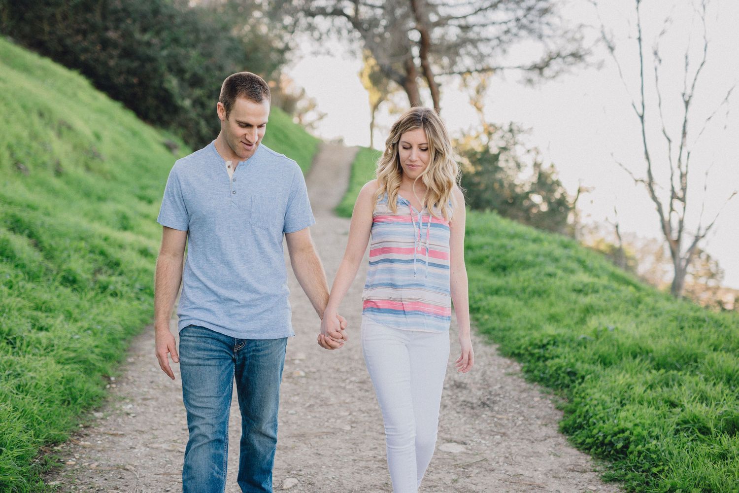 trail walking engagement photo