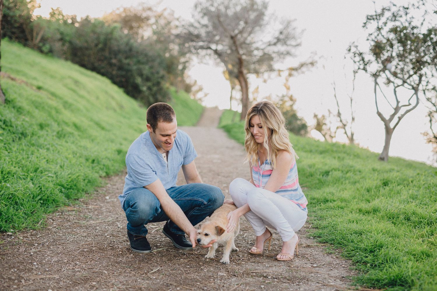 couple and dog engagement photo