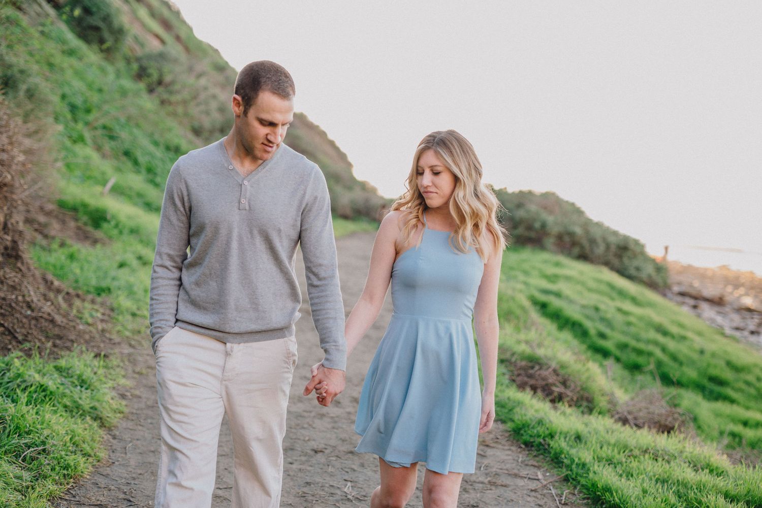 holding hands engagement photo