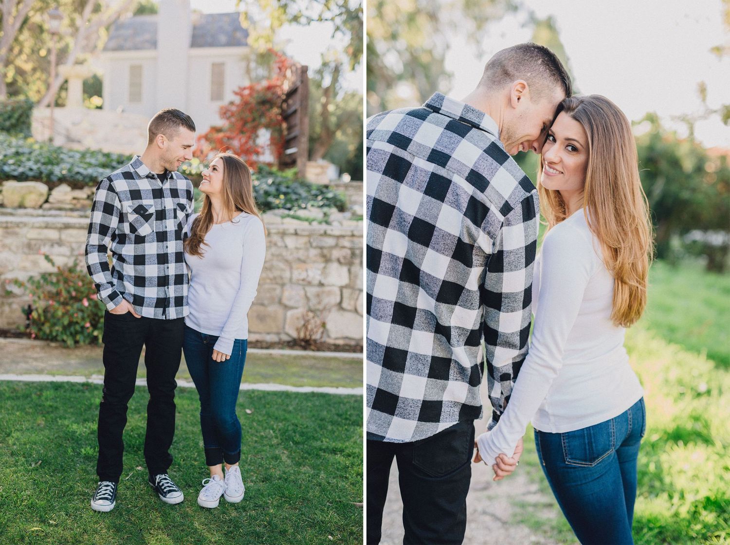 couple kissing in garden