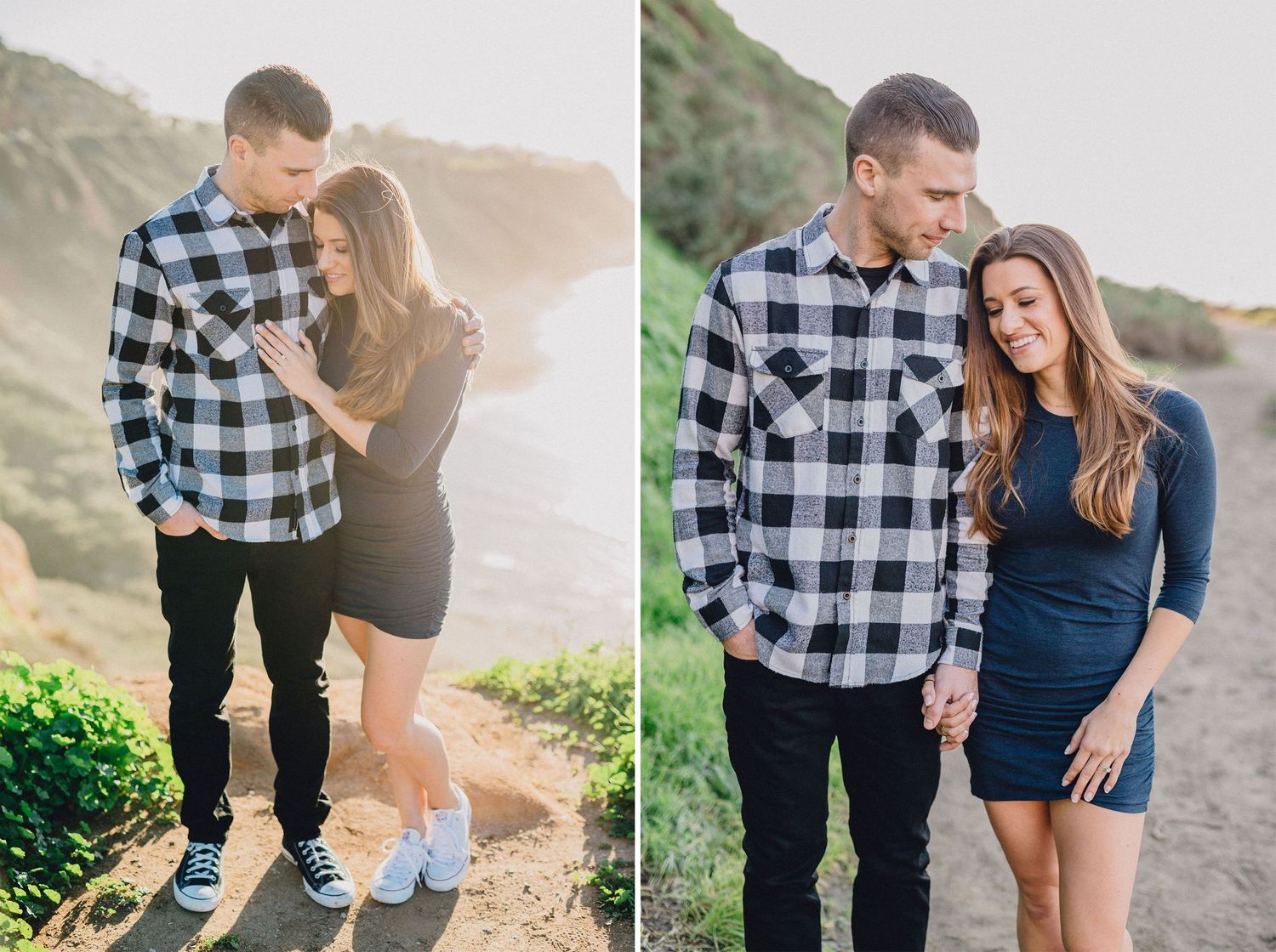 beach and cliff views engagement photo