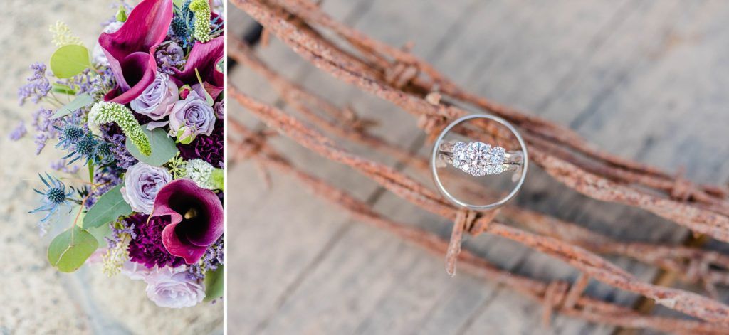 Central Valley visalia California barn wedding bouquet rings