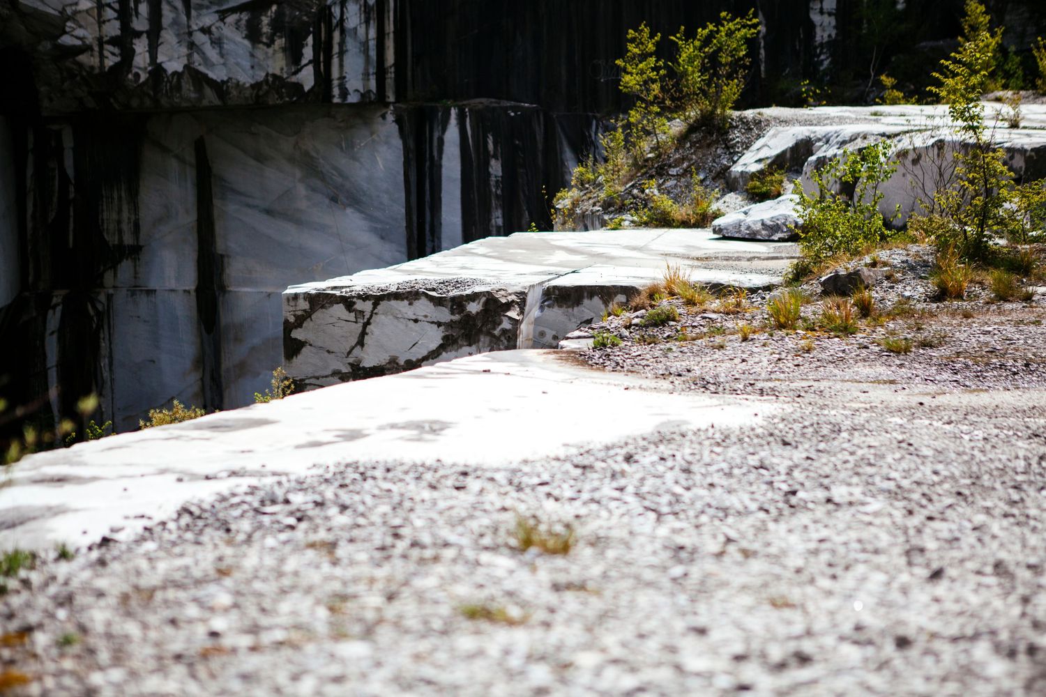 Sharpe angles cut into marble in Tuscany