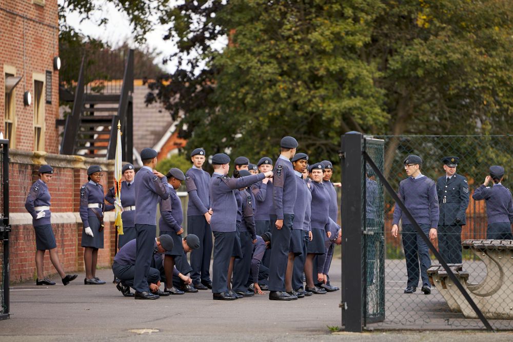 350 (Carshalton & Wallington) Squadron cadets rehearsing their drills