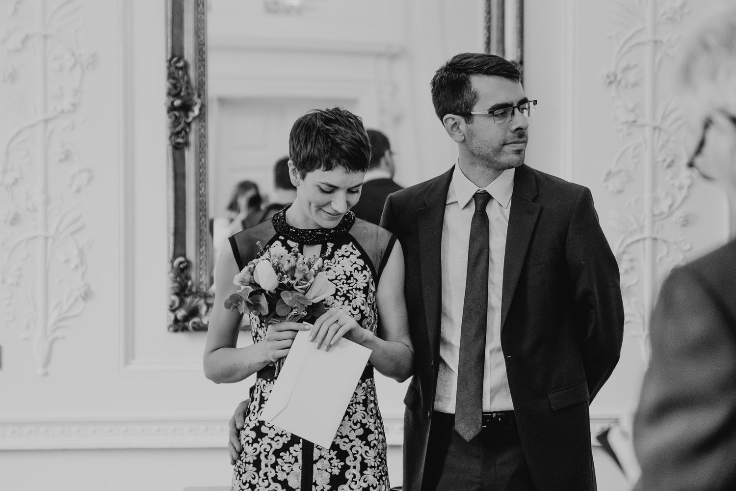 Bride and groom ready to be announced after their Salisbury wedding.