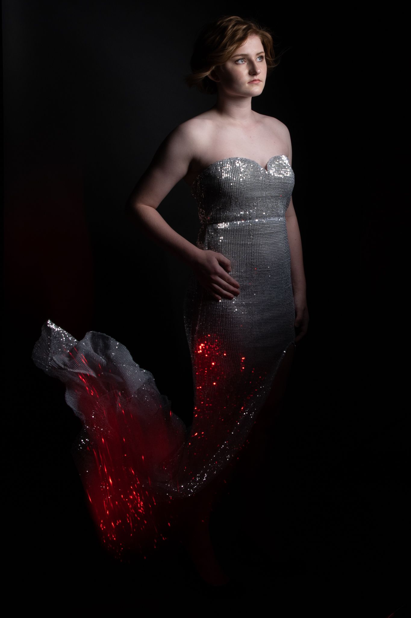 Dress on fire, studio shot , senior pictures