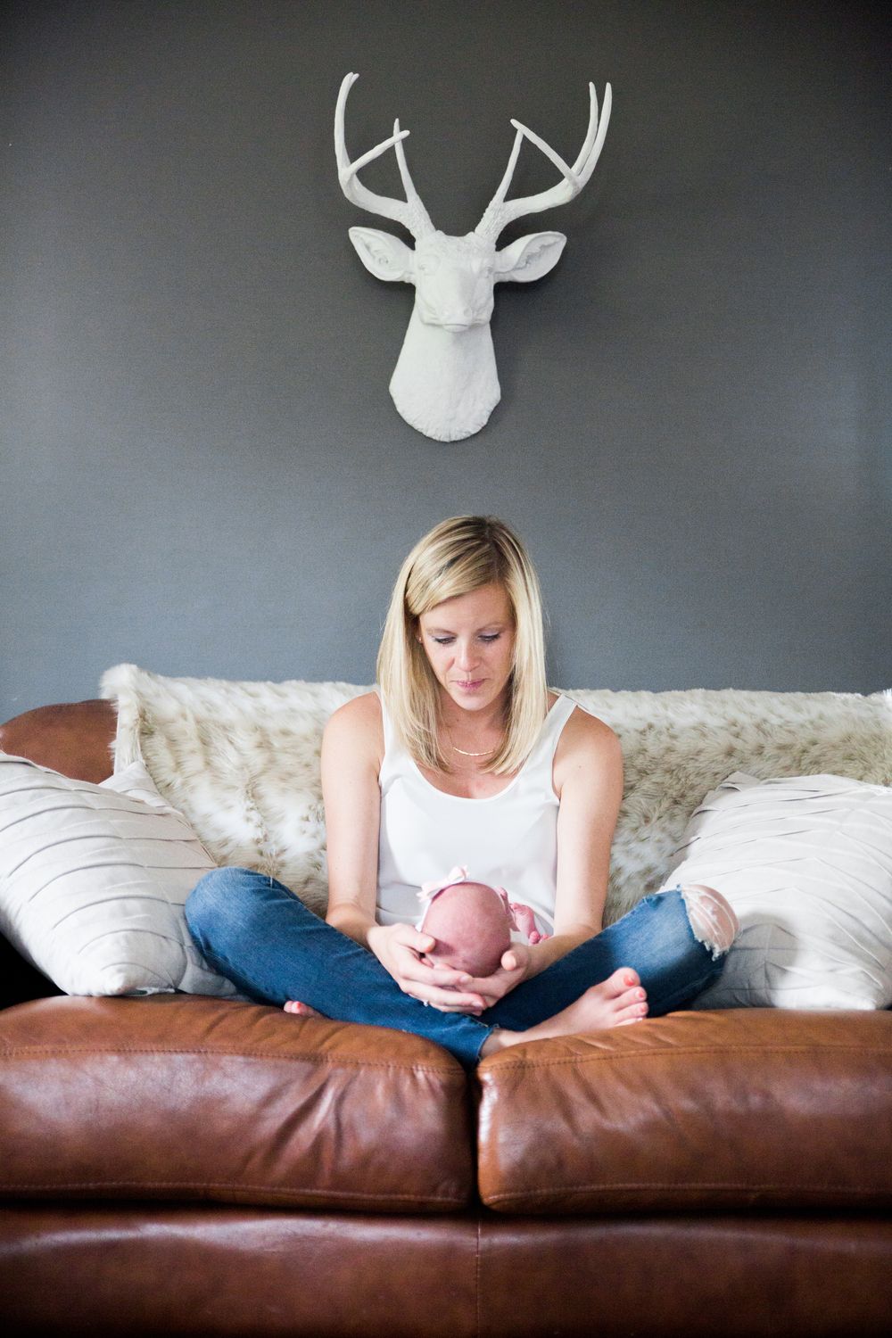 Gorgeous interior design by this new mother in Maryland during her newborn lifestyle photo session by DANIE Photography.