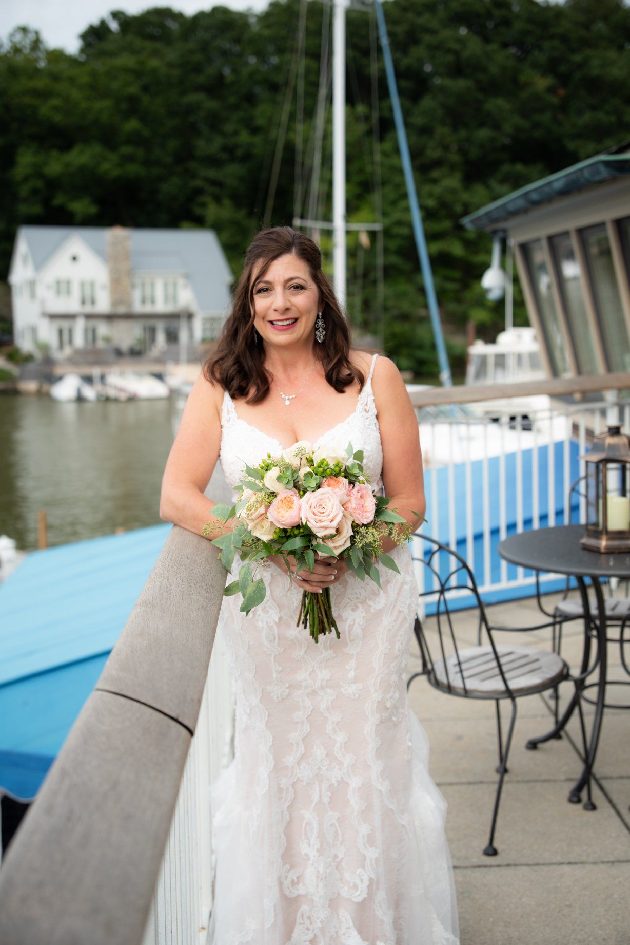 bride overlooking Lake Erie, Cleveland Yachting Club, Ohio