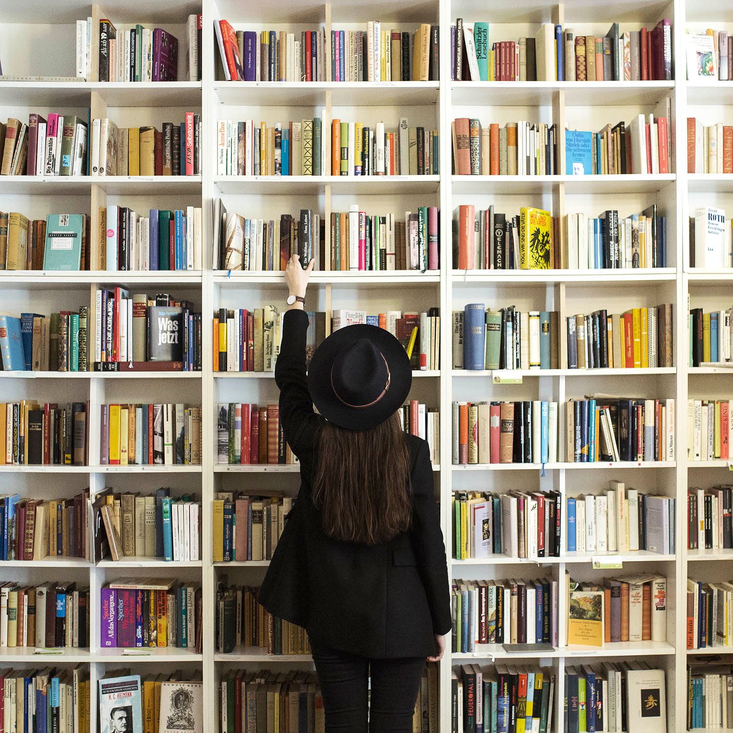 Girl in a library
