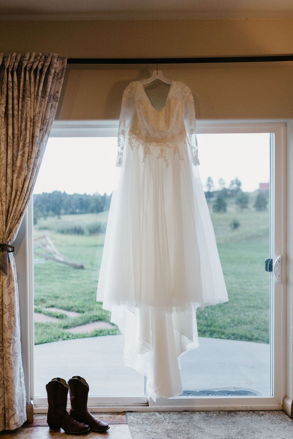 Wedding Dress in Window Photography Ideas