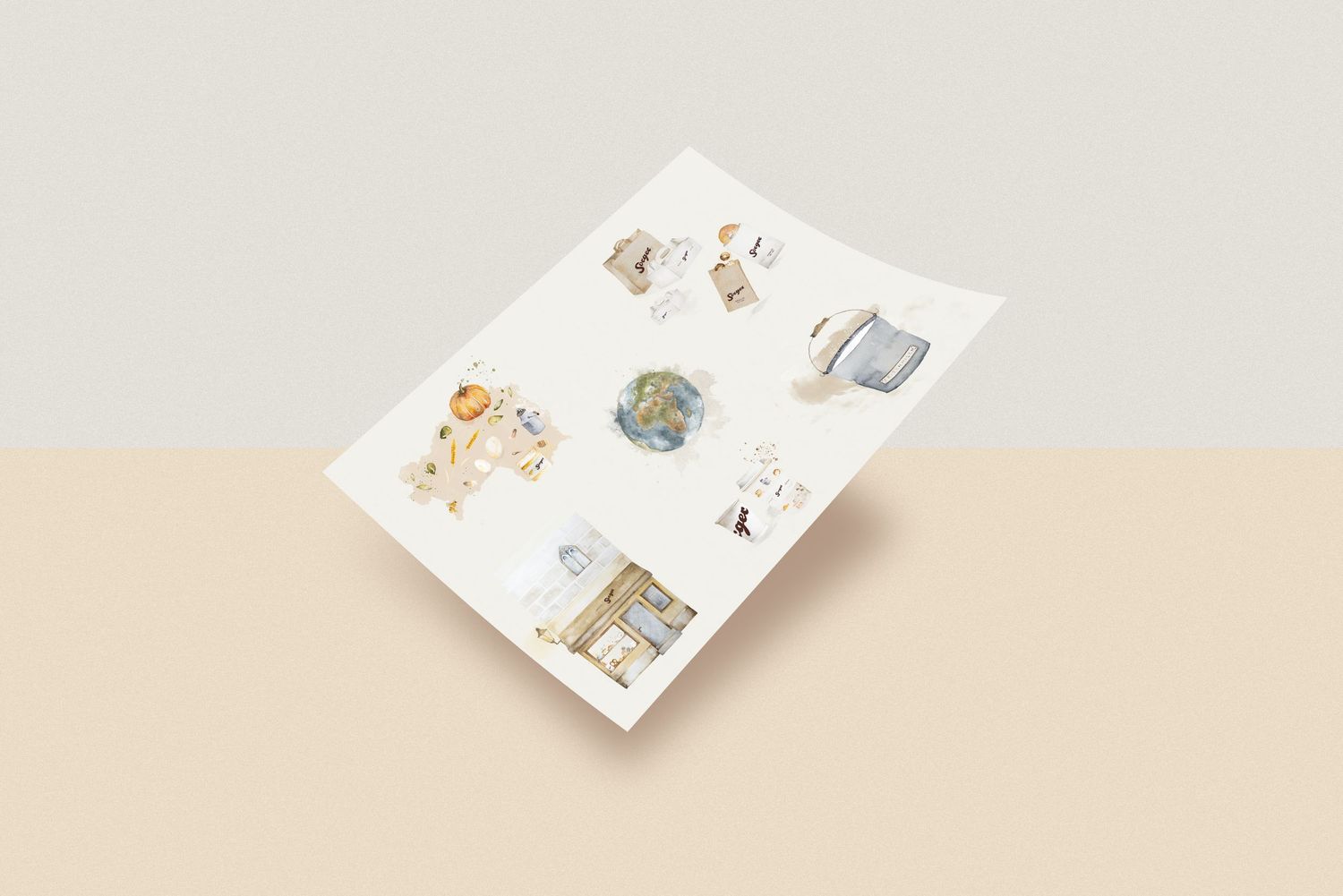 Watercolor illustrations on paper