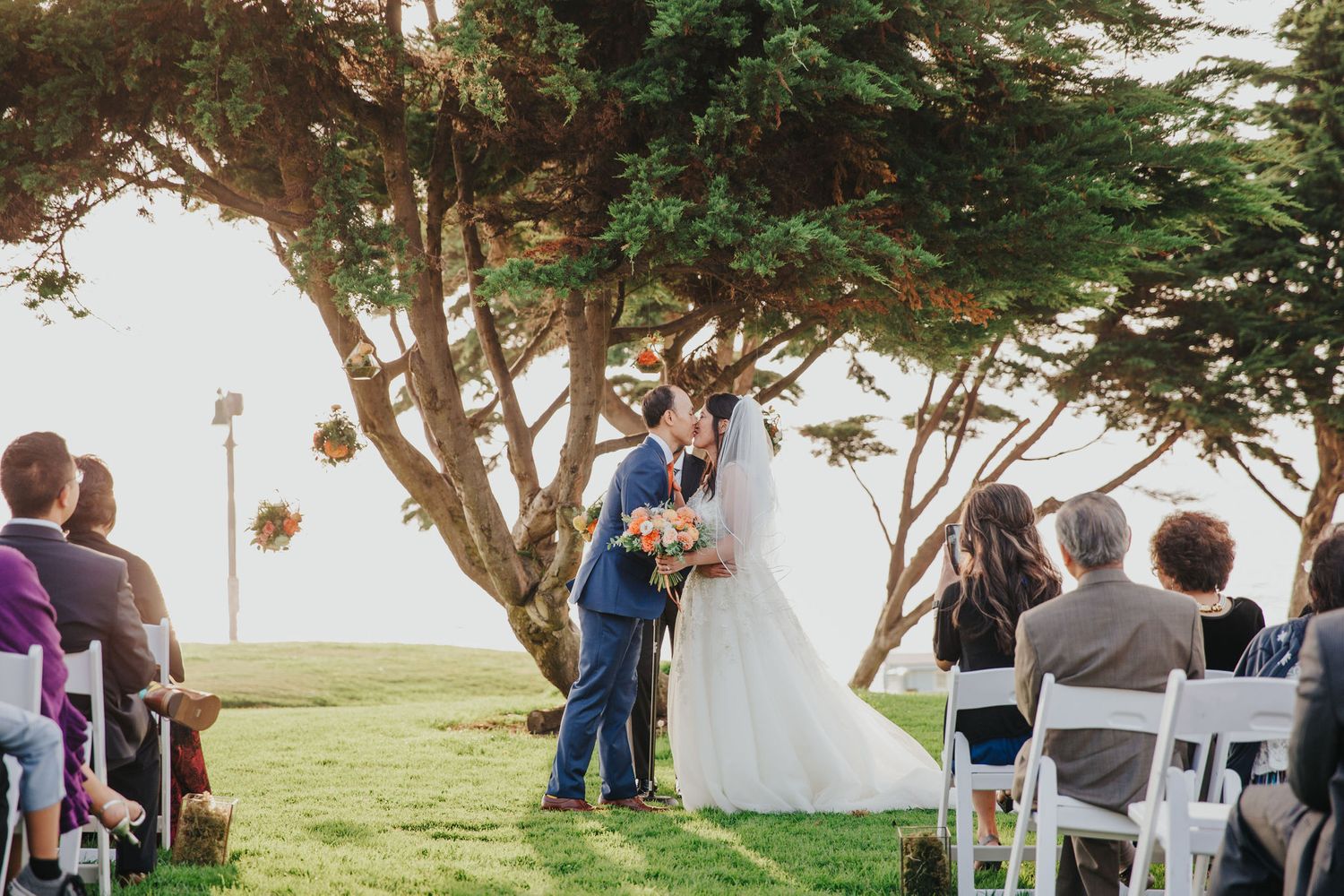 wedding ceremony kiss redondo beach historic library