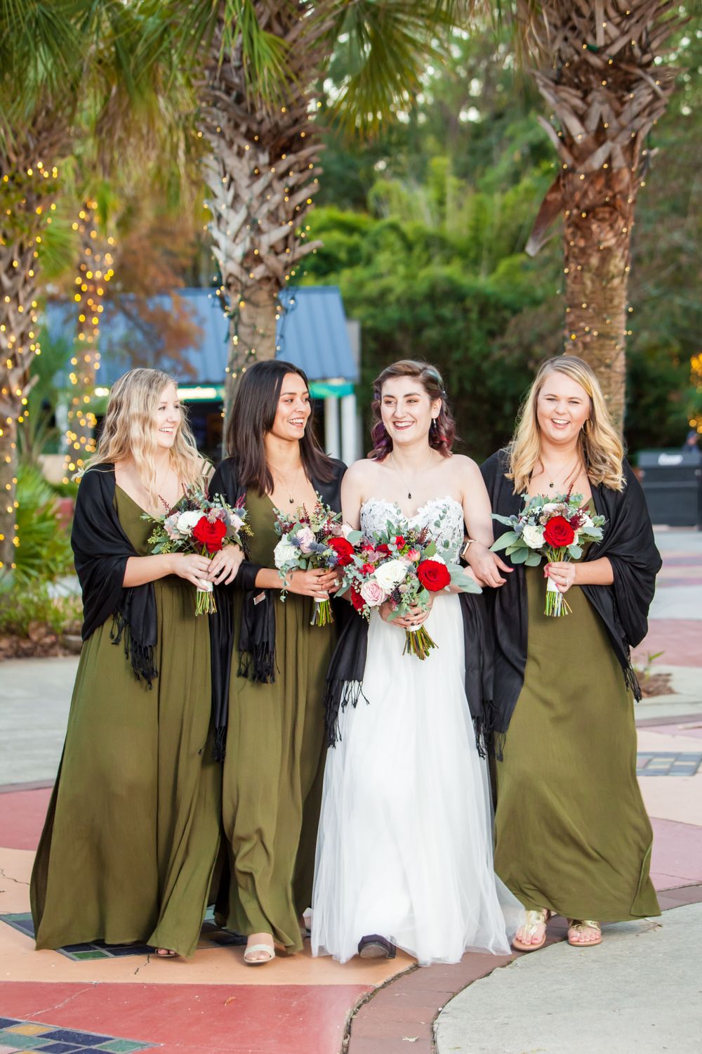 Bride and bridesmaids portraits before their wedding ceremony at Riverbanks Zoo in Columbia, SC