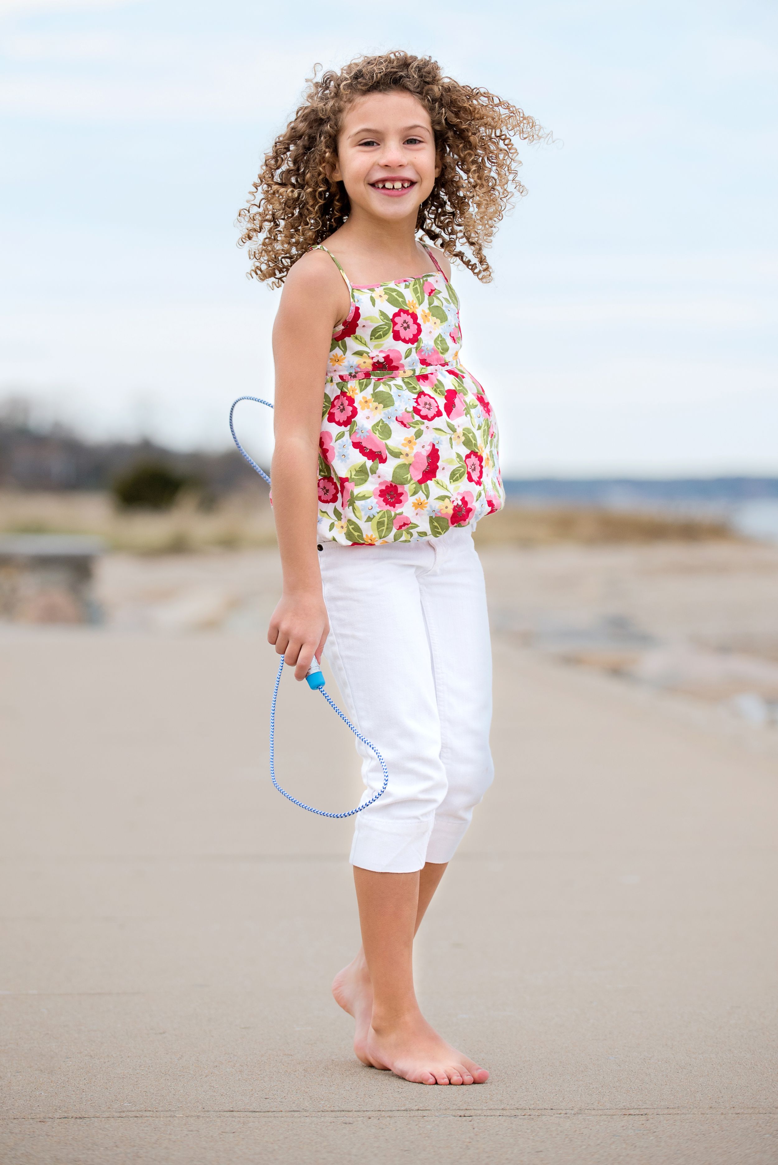 female child model jumping rope