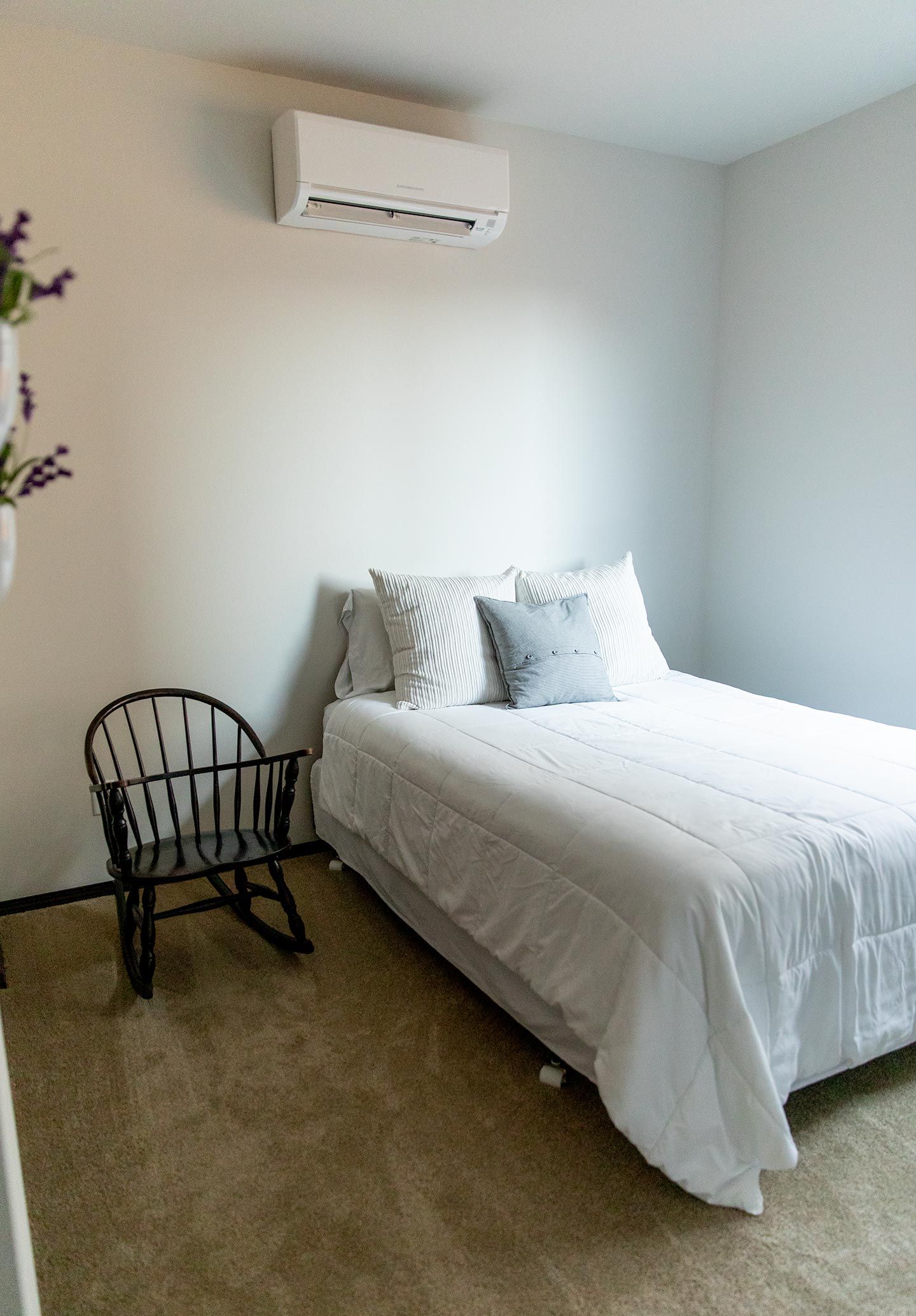 simple white bedroom photography studio
