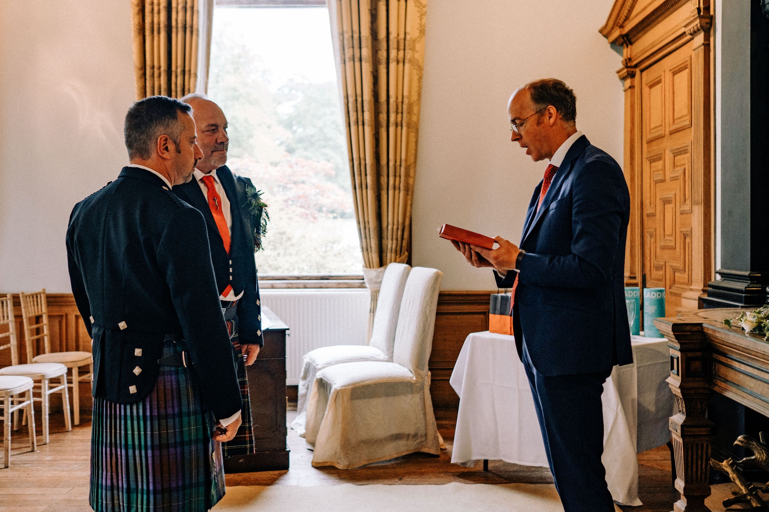 Chelsea Cannar Wedding Photography in Cumbria. Gay Wedding at Springkell House.
