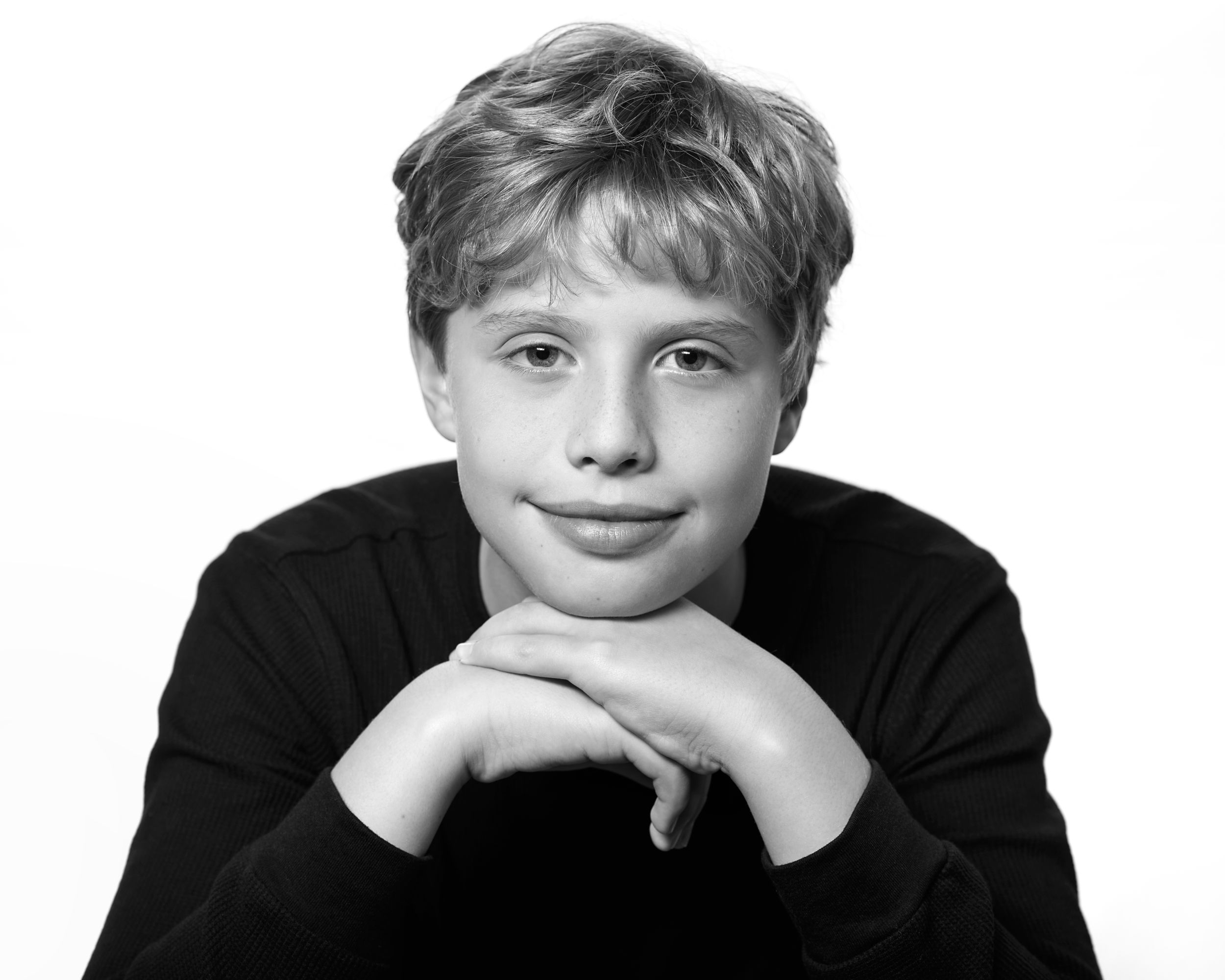 Black & white male child model headshot