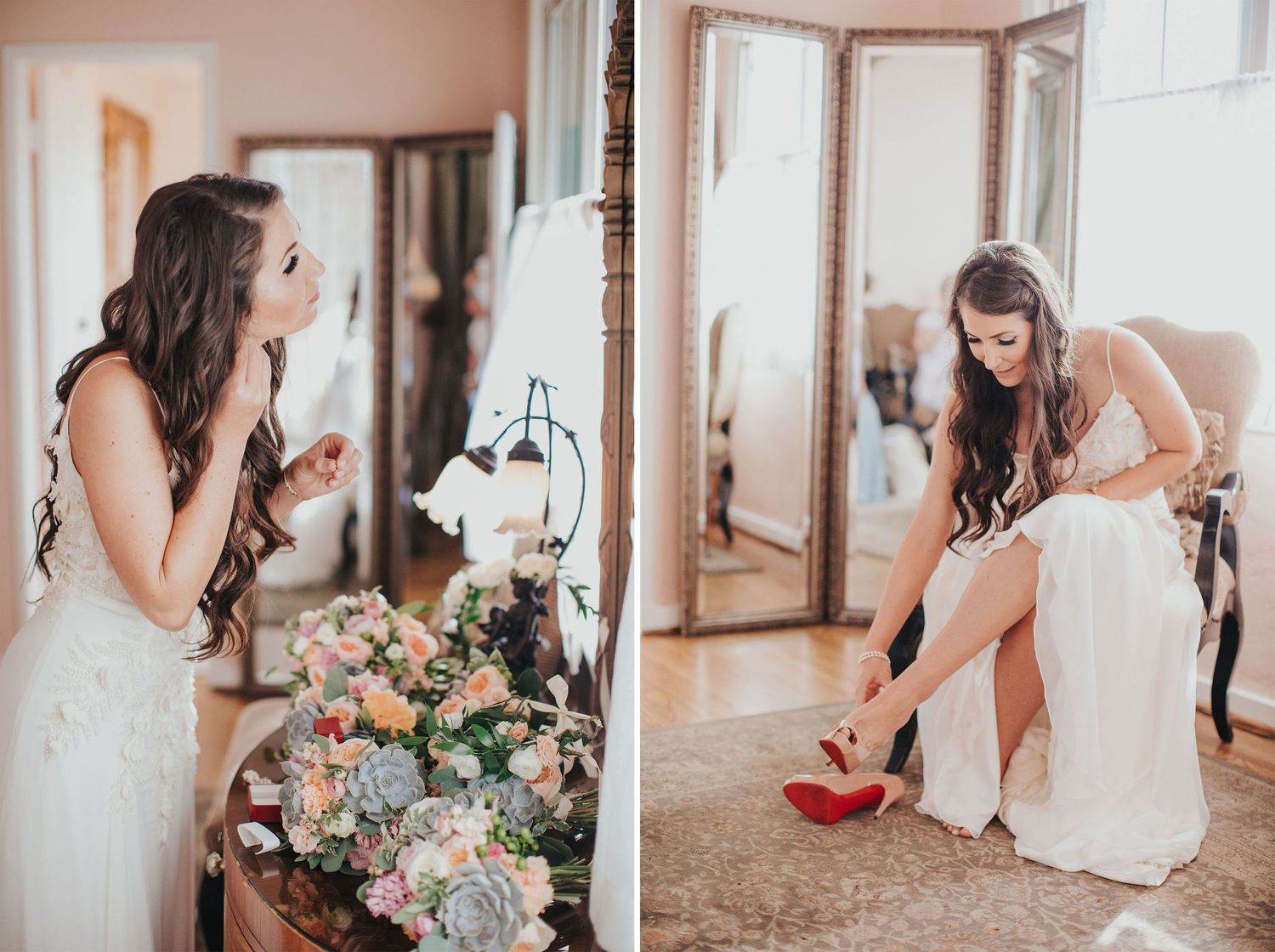 bride getting ready at la venta inn