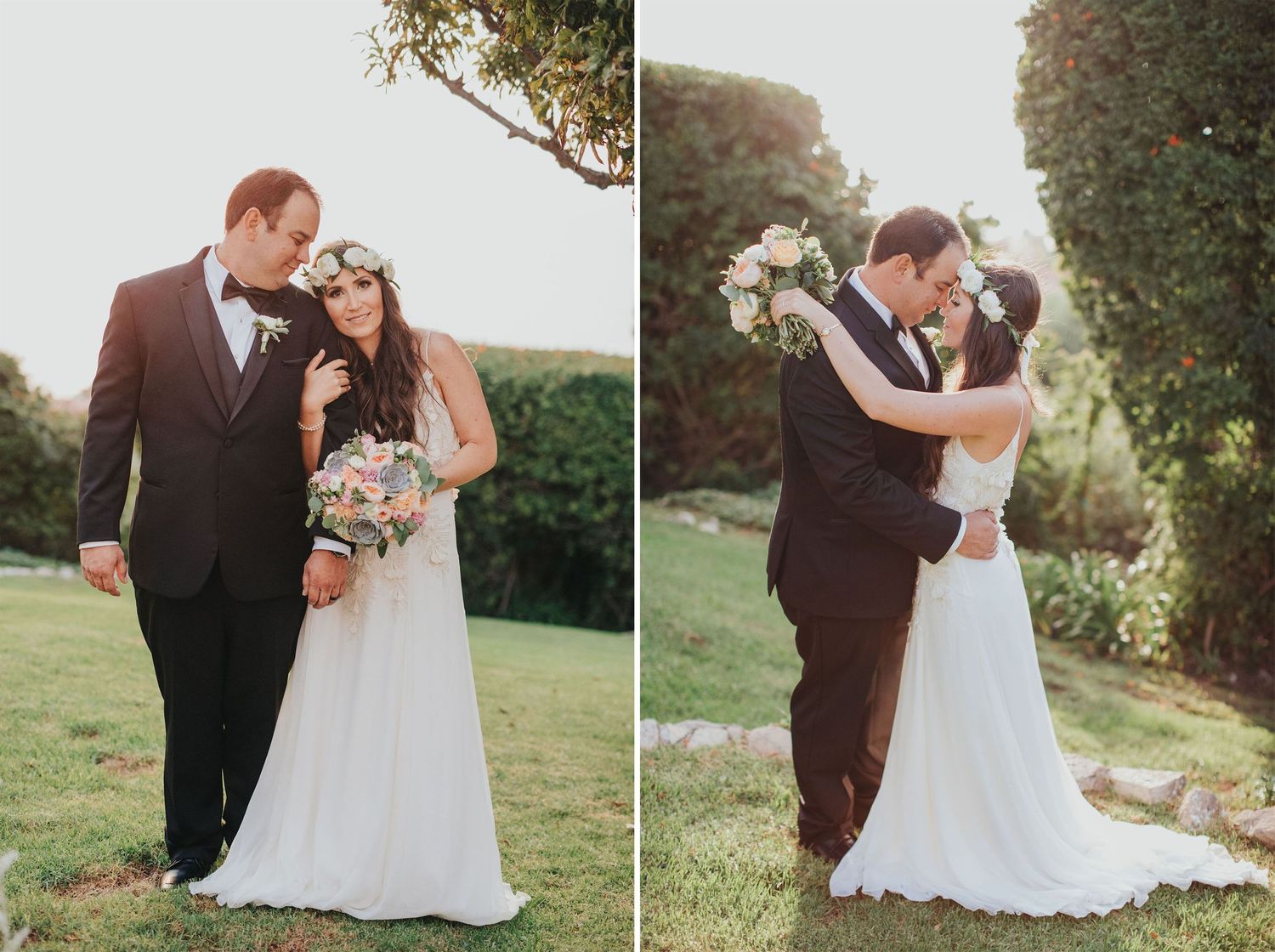 pacific ocean sunset with bride & groom