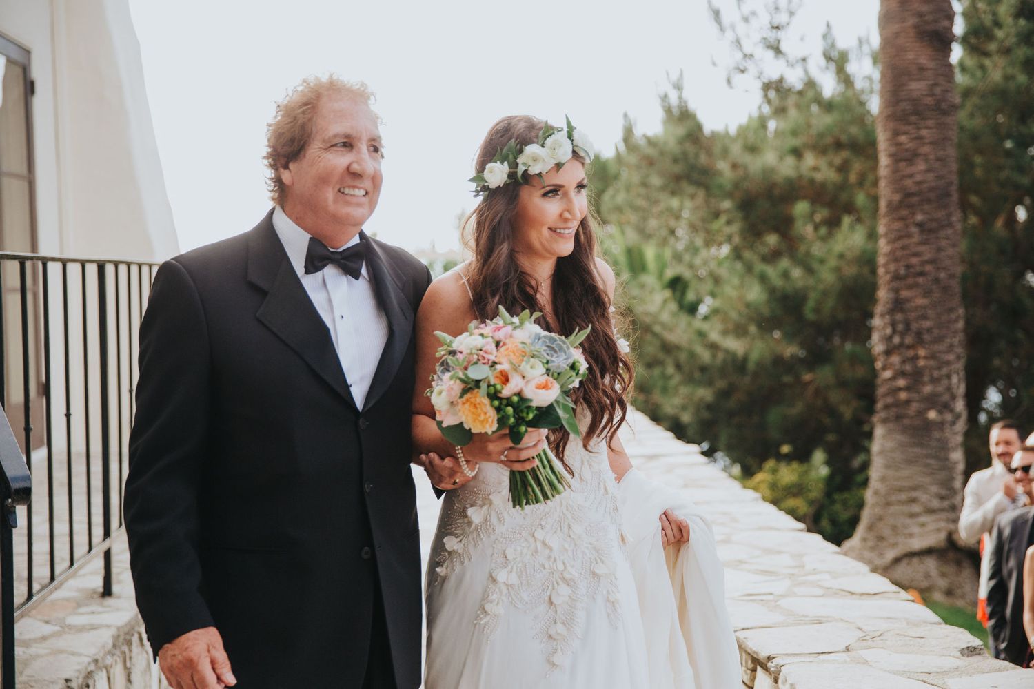 father and the bride at ceremony