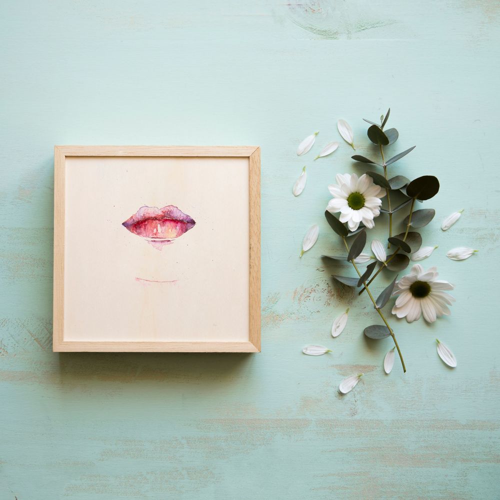 Paiting lips watercolor