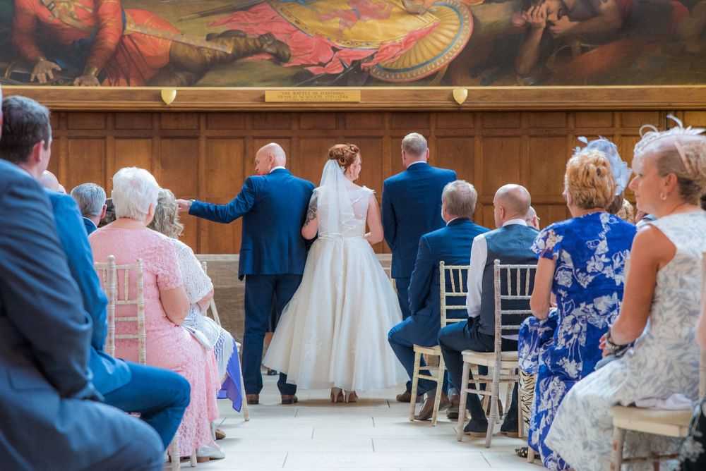 bride and groom at battle abbey school wedding , Robert Nelson Wedding Photography