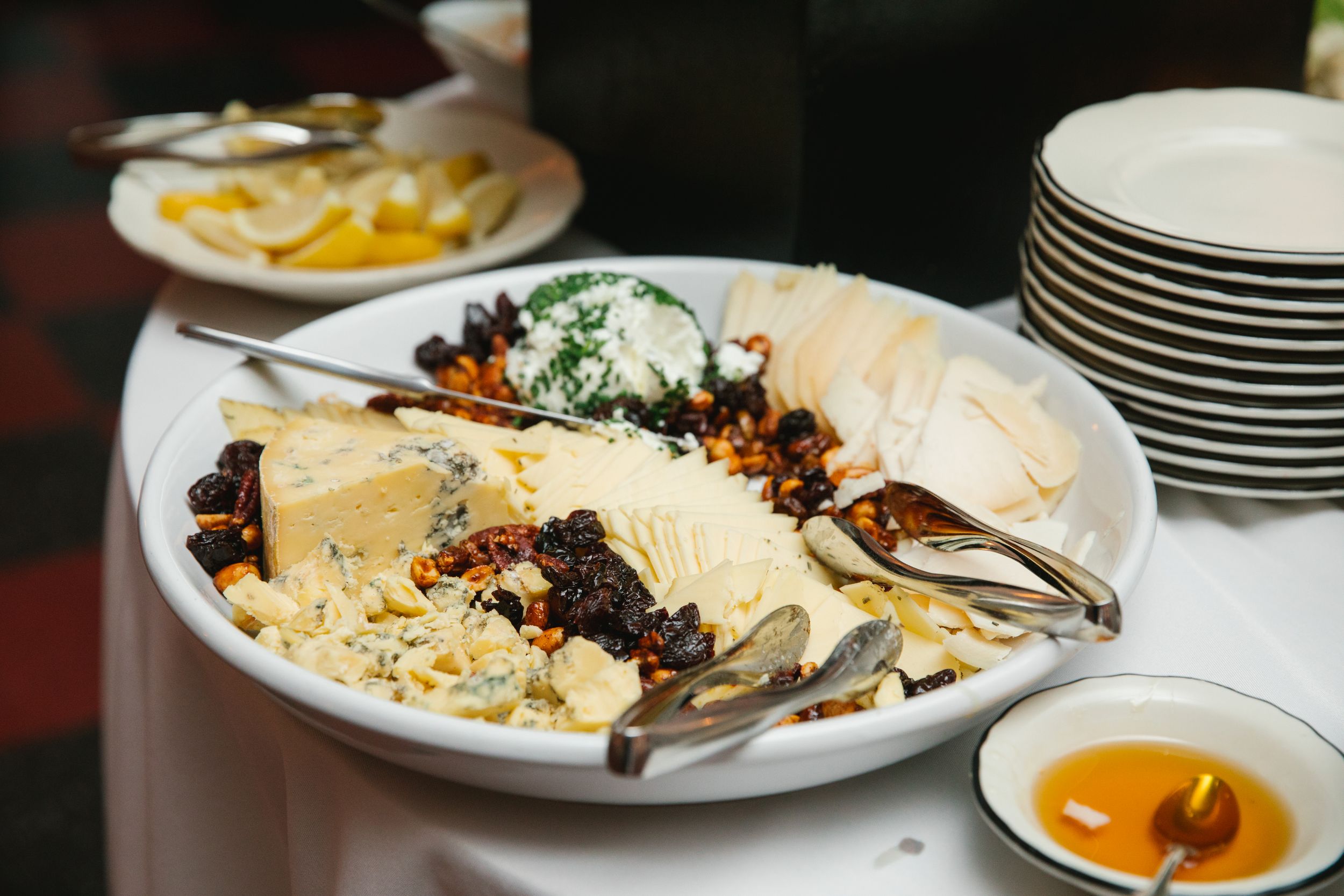cheese tray appetizer during wedding reception