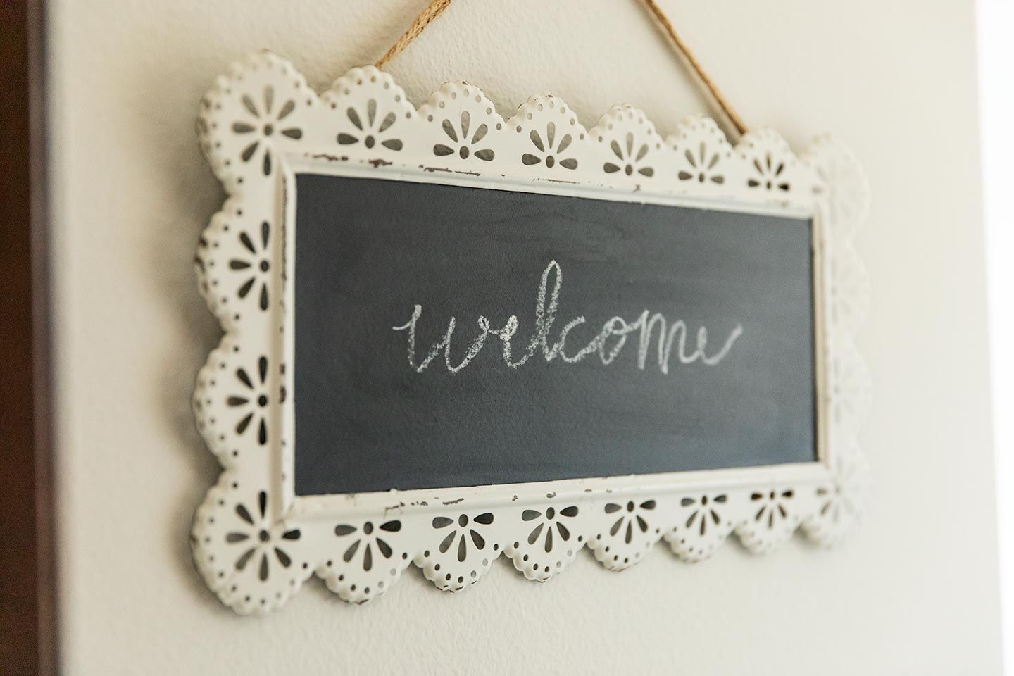 decorative chalkboard welcome sign
